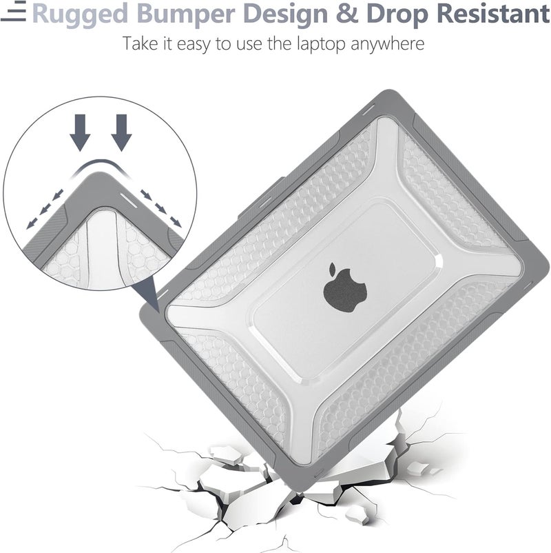 Batianda Extreme Heavy Duty Case for New MacBook Air 13.6 inch 2025 M4 2024 2022 A3240 A3113 A2681 - Anti-Slip Rubberized Stand (Holds 25lbs) Honeycomb Exoskeleton Max Cooling & Stability - Grey - Image 5